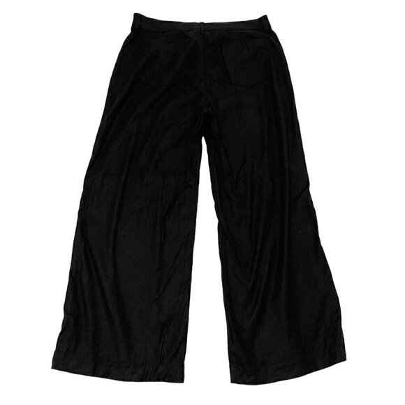 Evereve Linen Blend Wide-Leg High Rise Trouser Pants Classic Black size 32 - Picture 6 of 9